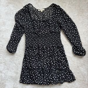 Row A ditsy floral print mini dress shirred smocked waist